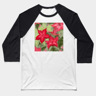 Red flowers and hummingbird print Baseball T-Shirt